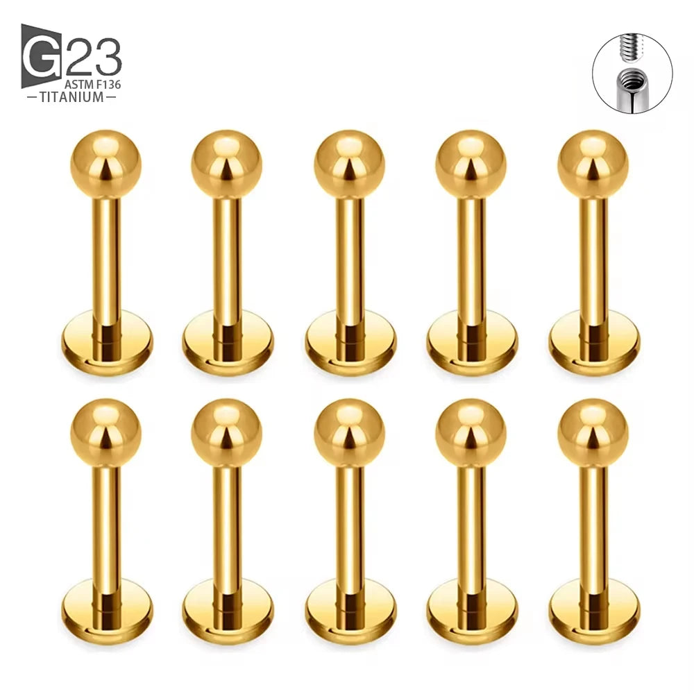 10Pc/50Pc G23 Ttianium Labret Ear Lip Stud Jewelry Square CZ Stone Cartilage Tragus Earring Tongue studs Threaded Body Jewelry