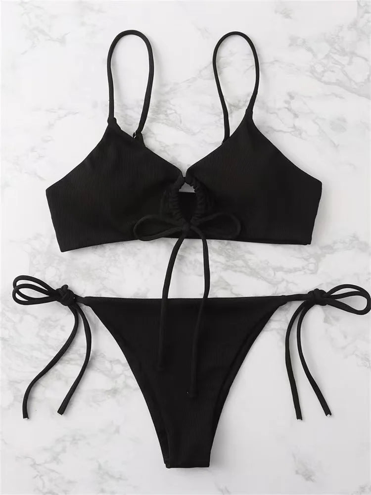 Low Waist Solid Brazilian Bikini Set – Women's 2-Piece Swimsuit