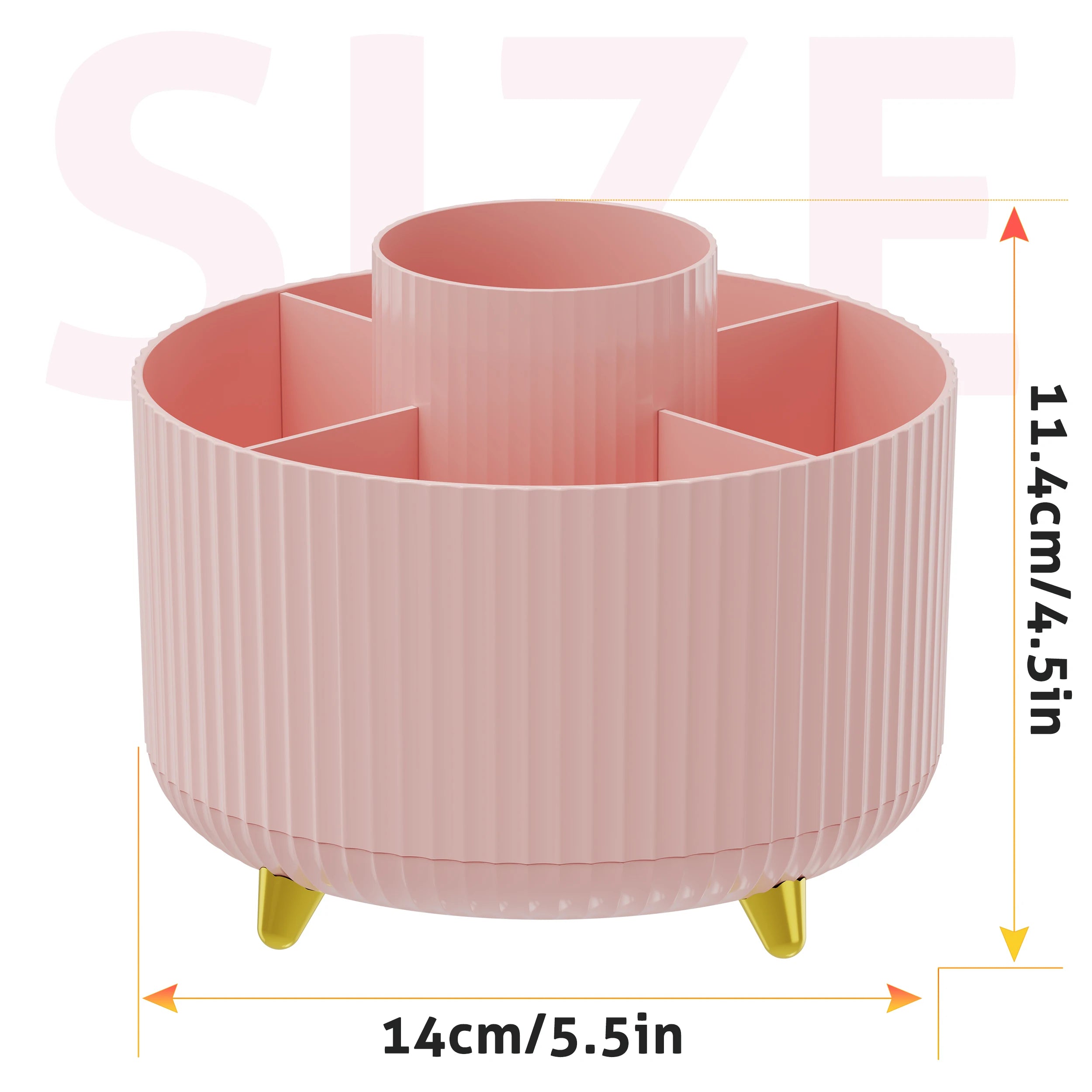 360° Rotating Makeup Organizer - 1pc Plastic Cosmetic Storage with 5 Compartments - Multi-Functional Holder for Brushes