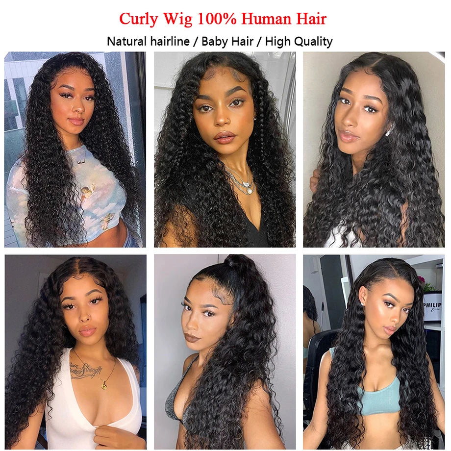 Kinky Curly 13x4 Lace Front Human Hair Wigs For Women 30 inch Indian Deep Curly Lace Frontal Wig Wet And Wavy Lace Closure Wigs