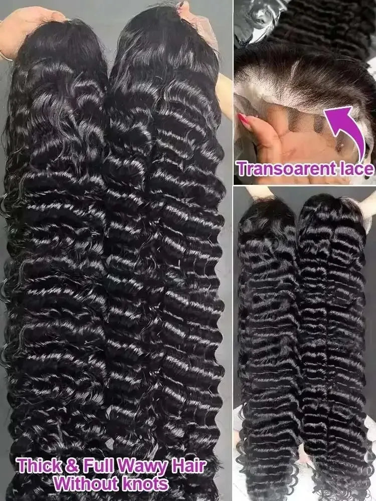 250 Density13x6 HD Transparen Loose Deep Wave Curly Lace Front Human Hair Wigs 13x4 Lace Frontal Brazilian Remy Hair Wig