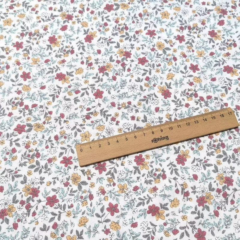 Floral Print Cotton Fabric | 235×50cm Small Pattern DIY Fabric for Shirts, Dresses, Bedding & Home Decor Crafts
