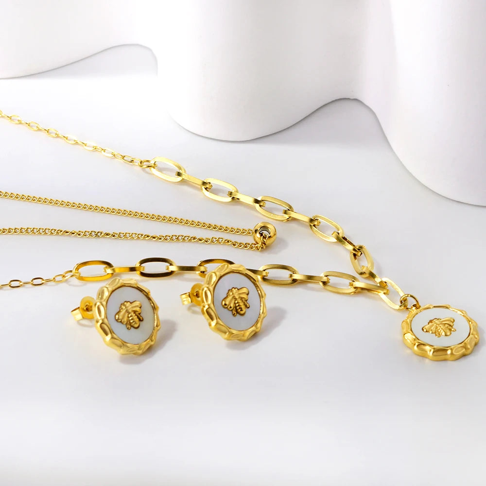 Luxury Heart Zirconia Jewelry Set – Elegant Necklace & Earrings for Women