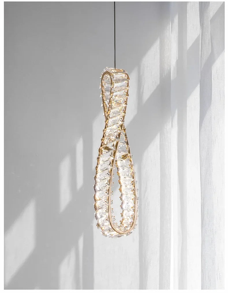 Luxury LED Crystal Pendant Light | Modern Chandelier for Bedroom & Living Room | 3 Color Modes | 90–260V