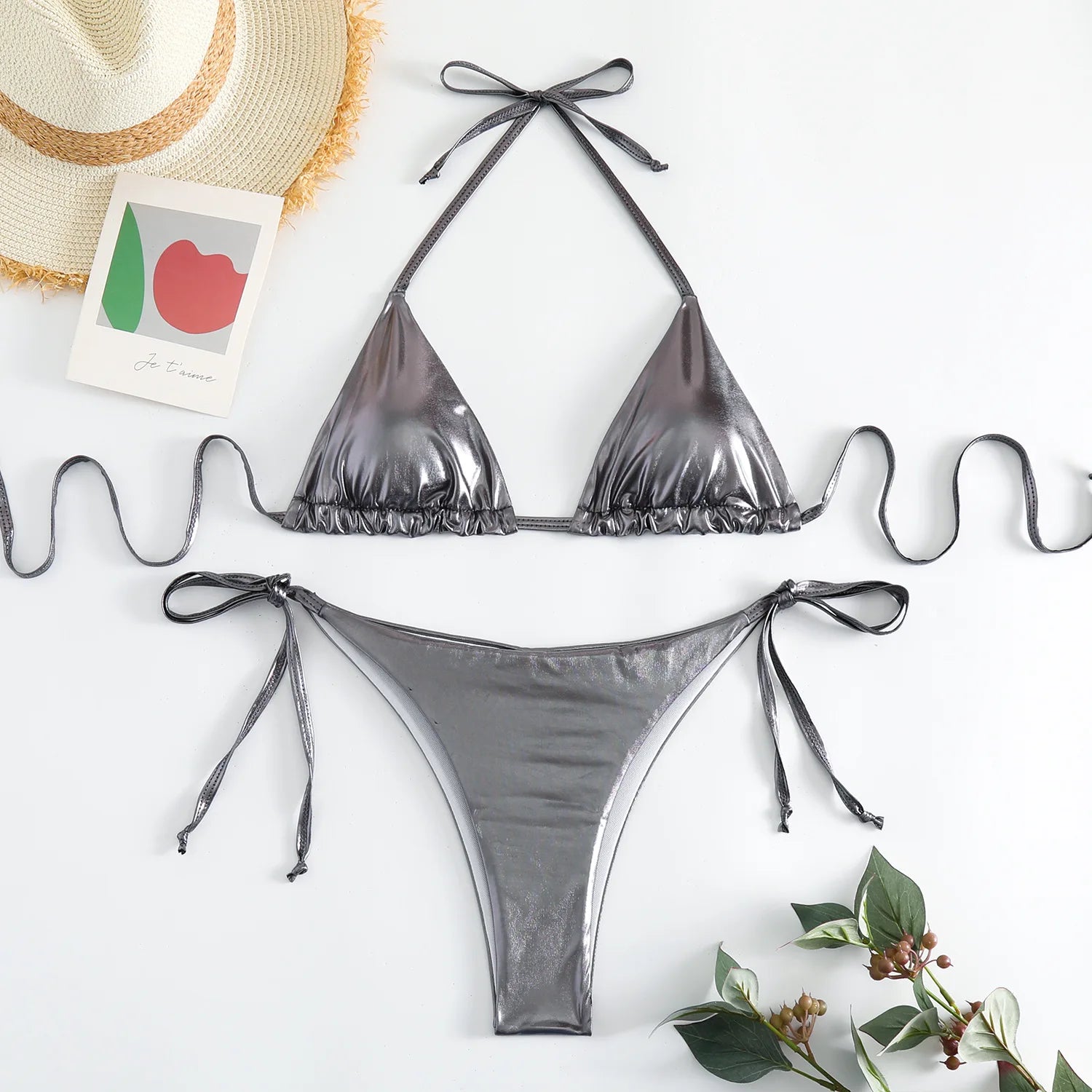 2026 PU Faux Leather Mini Micro Thong Bikini Women Swimwear Female Swimsuit Two-pieces Bikini set Bather Bathing Suit Swim K5280