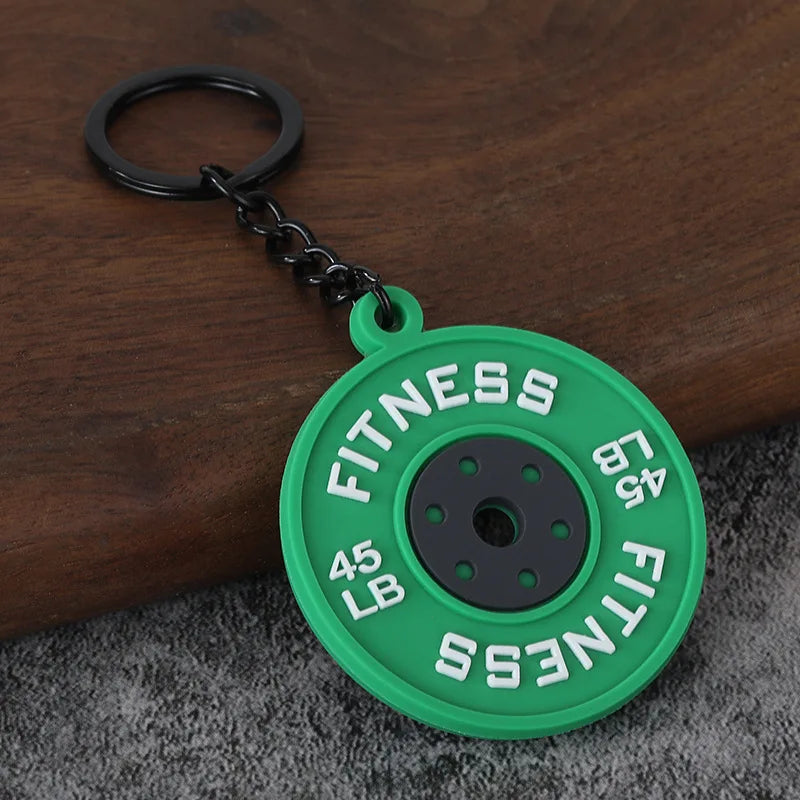 3D PVC Sports Fitness Pendant Mini Barbell Plates Keychain Kettlebells Water Cups Simulation Dumbbell Keyring Creative Bag Charm