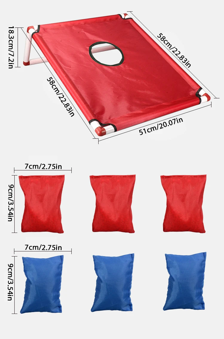  Portable Sandbag Toss Game Kit - 1 Game Board + 6 Bean Bags Outdoor Garden Beach Party Supplies