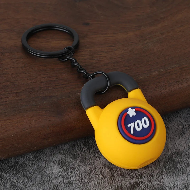 3D PVC Sports Fitness Pendant Mini Barbell Plates Keychain Kettlebells Water Cups Simulation Dumbbell Keyring Creative Bag Charm