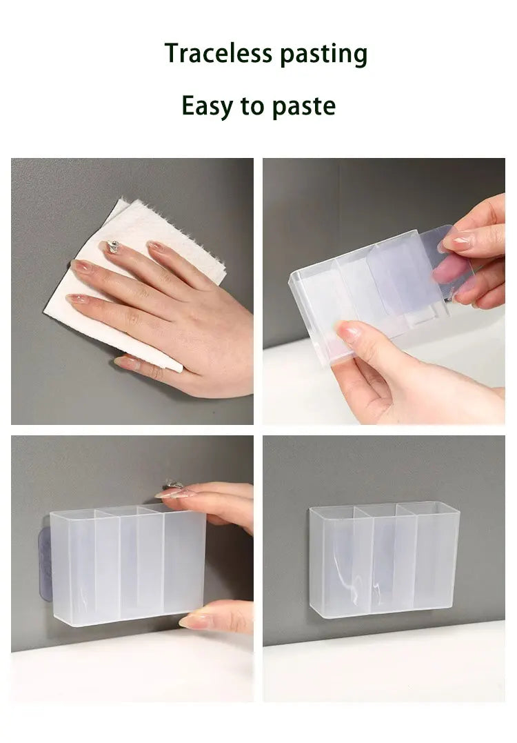 lipstick storage box, makeup brush storage,  wall mounted transparent ,three compartment classified lipstick rack, lipstick box