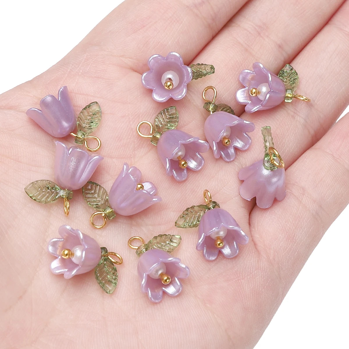 11x14mm 2-10Pcs acrylic lily of the valley flower bud beads plated with colored loose beads, handcrafted DIY making jewelry brac