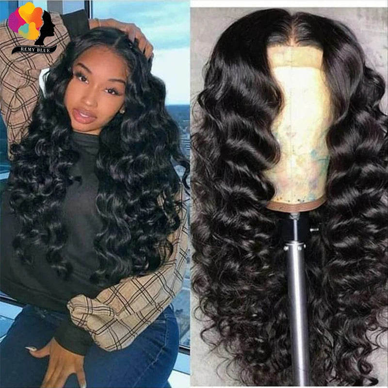 13x6 Loose Deep Wave Lace Front Human Hair Wig Brazilian 13x4 Transparent Lace Frontal Wigs for Black Women Curly Human Hair Wig
