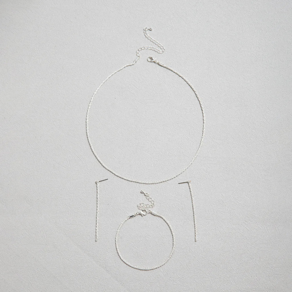 Silver Plated Starry Sky Collarbone Necklace & Bracelet Set – Women's Minimalist Jewelry