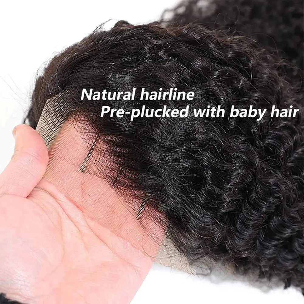 QT 13x4 Kinky Curly Lace Front Wigs Human Hair Wigs for Black Women Transparent Lace Frontal Wig Brazilian 4x4 Lace Closure Wig