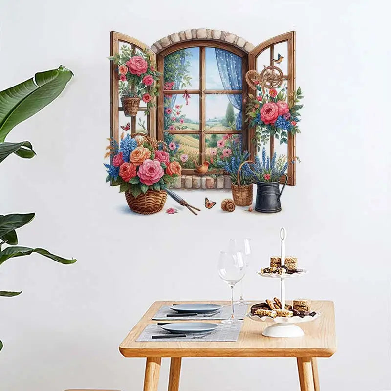 Watercolor Flower Wall Stickers | Removable PVC Window & Sofa Decals | Pastoral Floral Home Decor