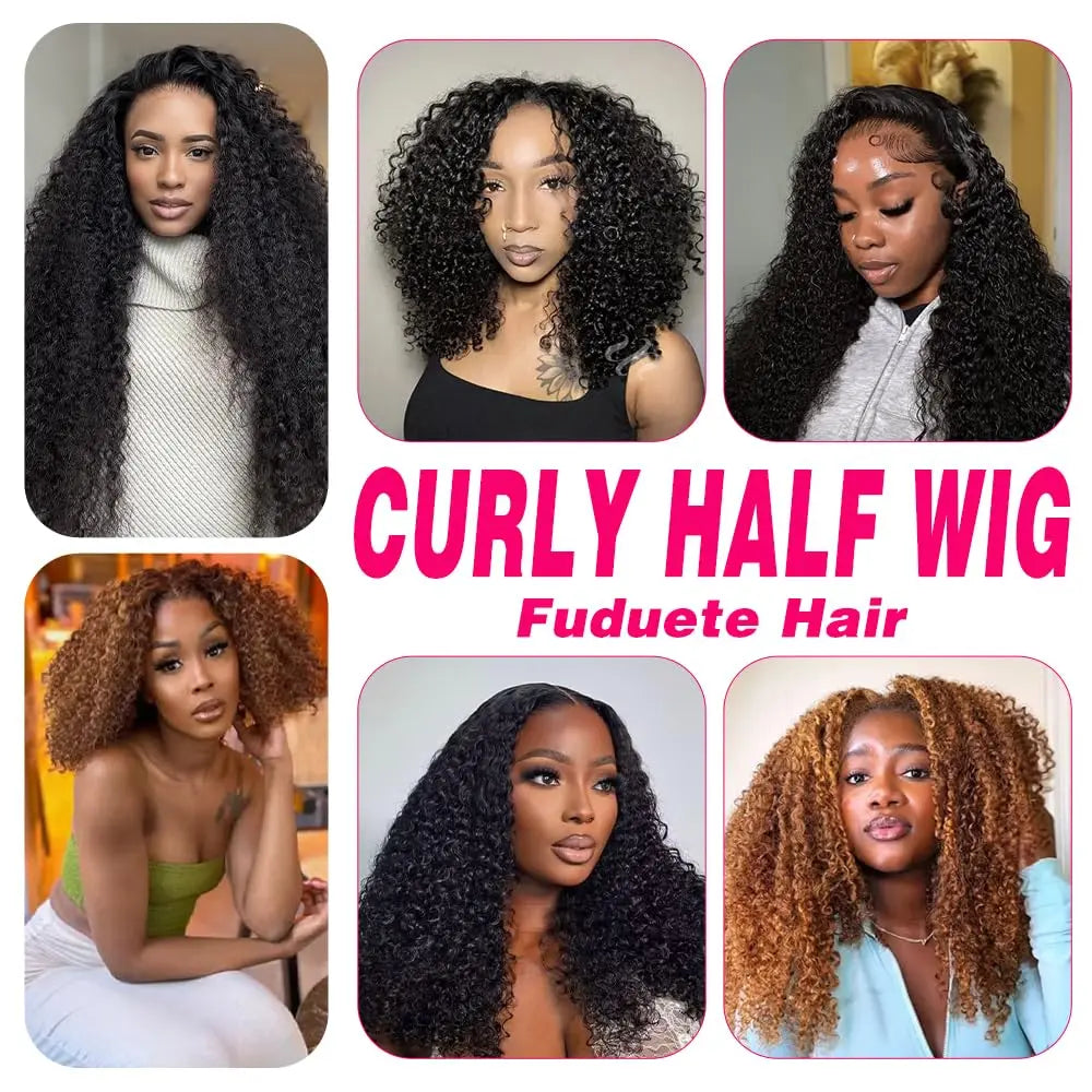 Kinky Curly 3-in-1 Half Wig | 100% Brazilian Remy Human Hair | Glueless Flip Over | 16"–36"