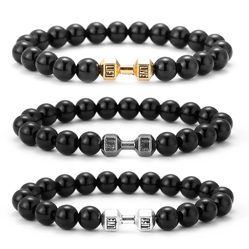 Natural Volcanic Stone Bracelet – Matte Black Lava Bead Fitness Bracelet for Men & Women