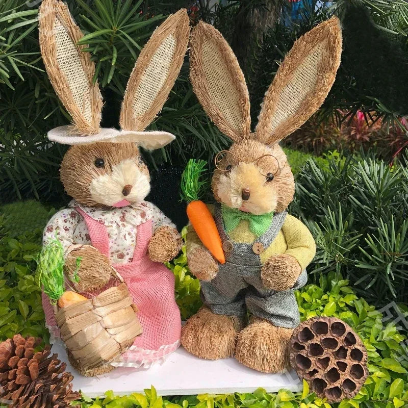 Easter Bunny Woven Grass Rabbit Decor | Handmade Rustic Holiday Decoration | Unique Easter Gift for Home & Kids
