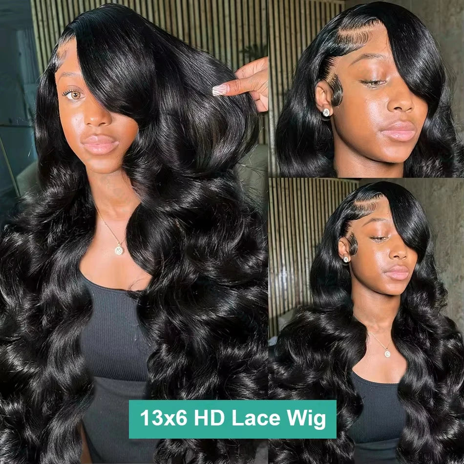 250 Density Natural Color Body Wave Human Hair Wigs 13X6 Hd Lace Frontal Wig 40 Inch Hd Lace Front Wigs Brazilian Hair For Women