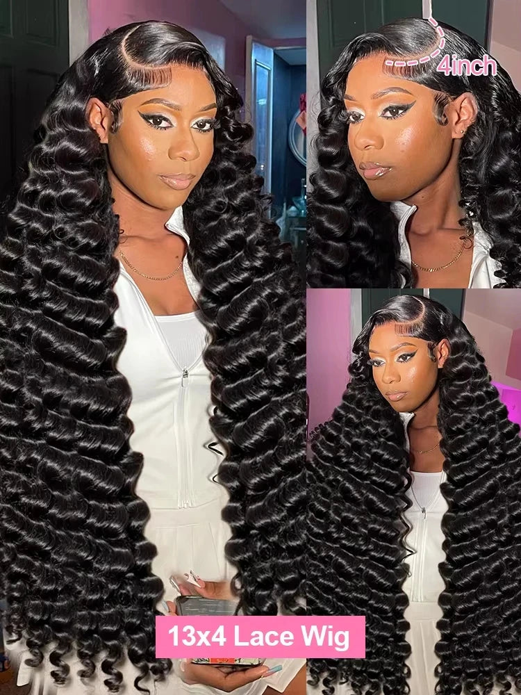 250 Density13x6 HD Transparen Loose Deep Wave Curly Lace Front Human Hair Wigs 13x4 Lace Frontal Brazilian Remy Hair Wig