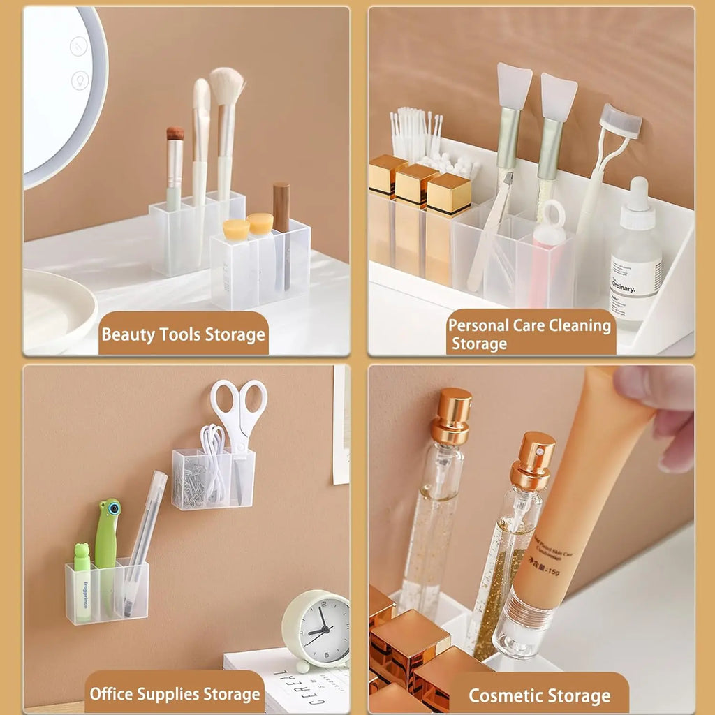 lipstick storage box, makeup brush storage,  wall mounted transparent ,three compartment classified lipstick rack, lipstick box