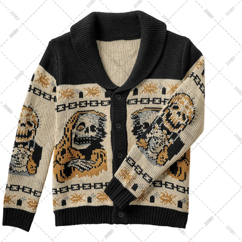 Y2K Gothic Ghost Print Harajuku Sweater – Men's & Women's Long Sleeve Warm Coat