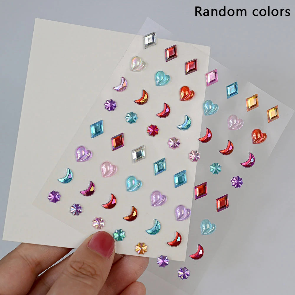 1Sheet 3D Dreamy Shell Pearl Gems Face Stickers Sparkling Mermaid Diamond Temporary Tattoos DIY Body Art Stage Makeup Rhinestone