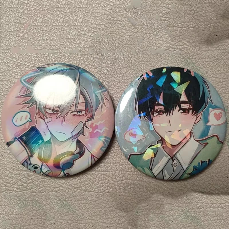 2Pcs/Lot Anime Button 58mm Pins Shy Couple Alien Stage Ivan Till Cartoon Badge for Backpack Jewelry Accessories Handmade Gifts