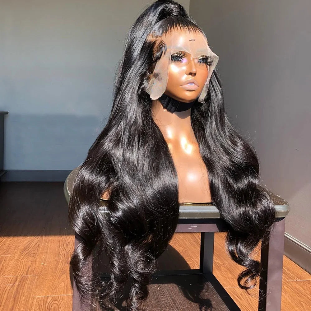 Body Wave 40 42 Inch 13x4 13x6 HD Transparent Lace Frontal Wig  Human Hair Wig 360 Full Lace Front Wig Brazilian Pre Plucked