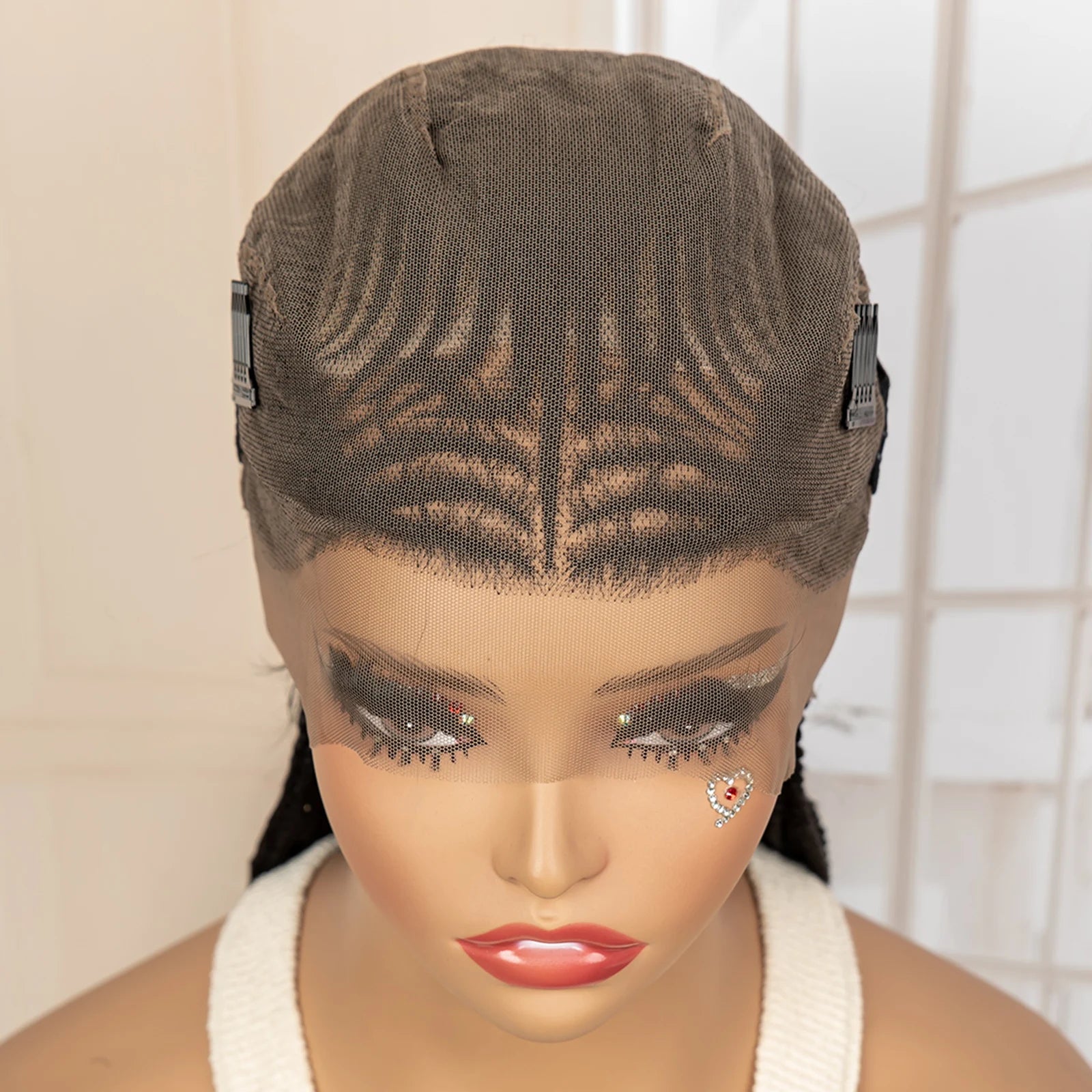 African Braided Hair Wigs Synthetic Full Lace Cornrow Knotless Box Braiding Wigs for Black Women Lace Frontal Crochet Braids Wig