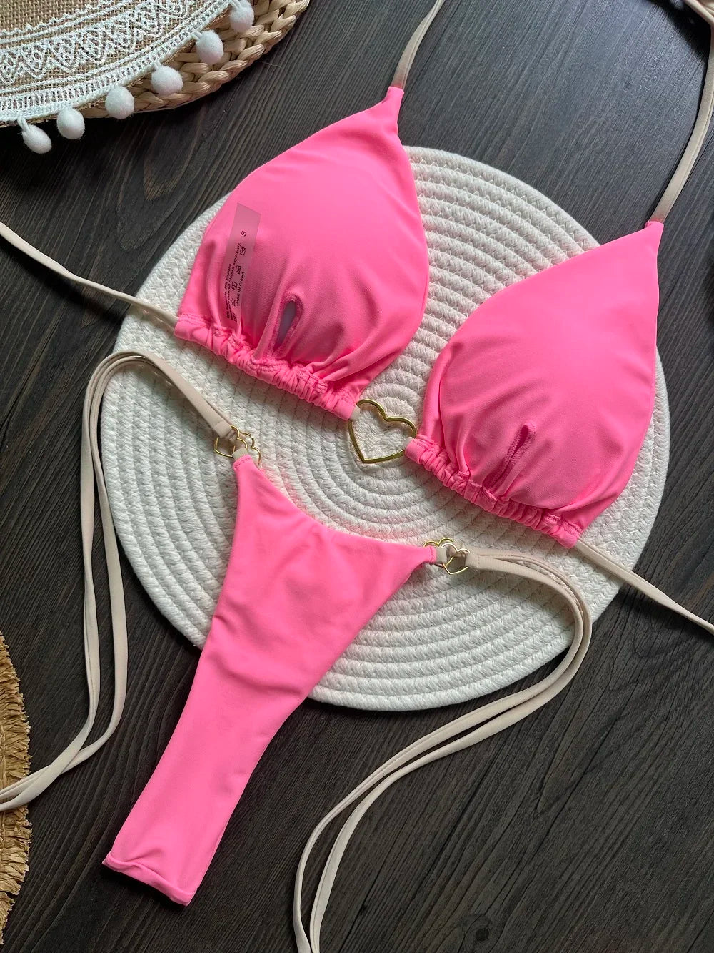 Sexy Halter Solid color Bikini Set Women's Swimsuit Two-piece Triangle Thong Swimwear Bathing Suit Brazilian Biquinis
