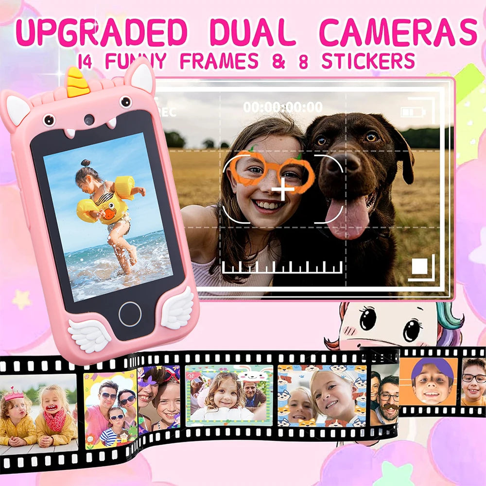Kids Smart Phone Camera Toy – Touchscreen Unicorn MP3 Player & Digital Camera for Girls & Boys Ages 3–8