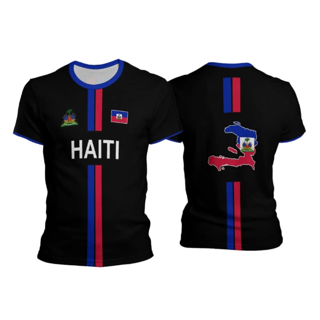 Haiti Football T-Shirt – Unisex Haitian Flag Oversized Streetwear Tee