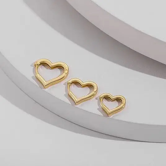 Heart Hoop Earrings Gold Color Metal Love Earrings Minimalist Fancy Girl Gift Fashion Jewelry for Women
