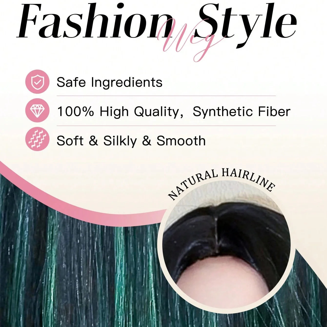 EASIHAIR Black With Green Cosplay Synthetic Wigs for Women Long Straight Middle Part Wig Natural Hair Party Daily Heat Resistant