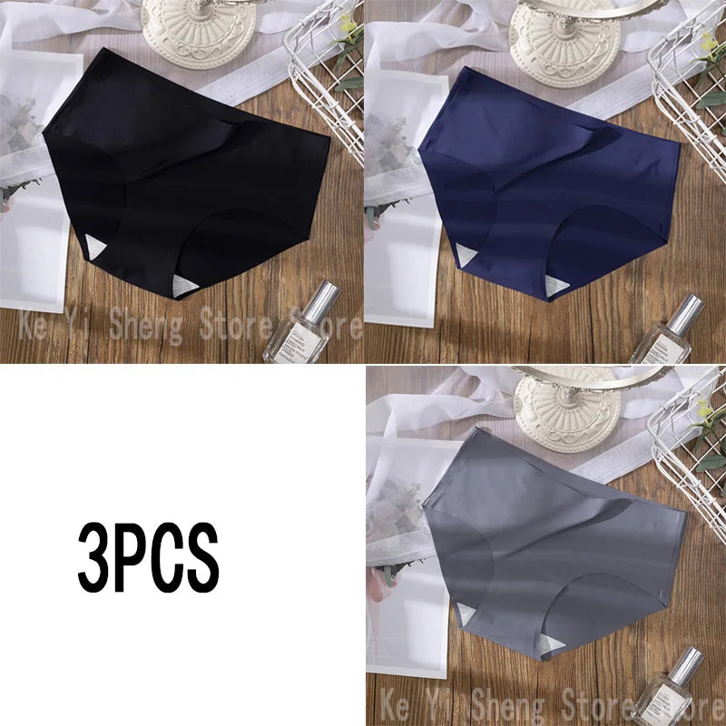 Women's Low-Rise Seamless Underwear – 3-Pack Solid Color Breathable Sexy Briefs