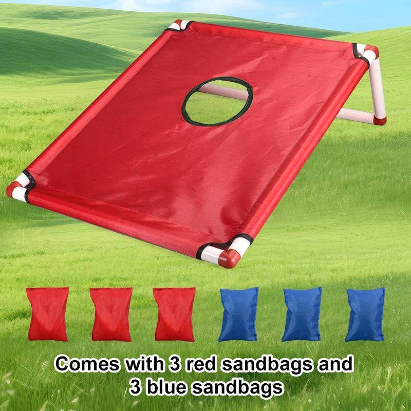  Portable Sandbag Toss Game Kit - 1 Game Board + 6 Bean Bags Outdoor Garden Beach Party Supplies