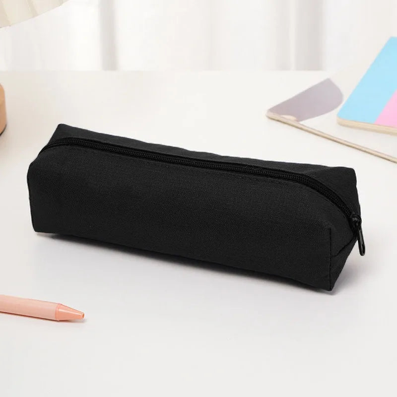 1pc Small Solid Color Simple Zipper  Pencil Case Mini Pen Bags Stationery for School Office Suppliers