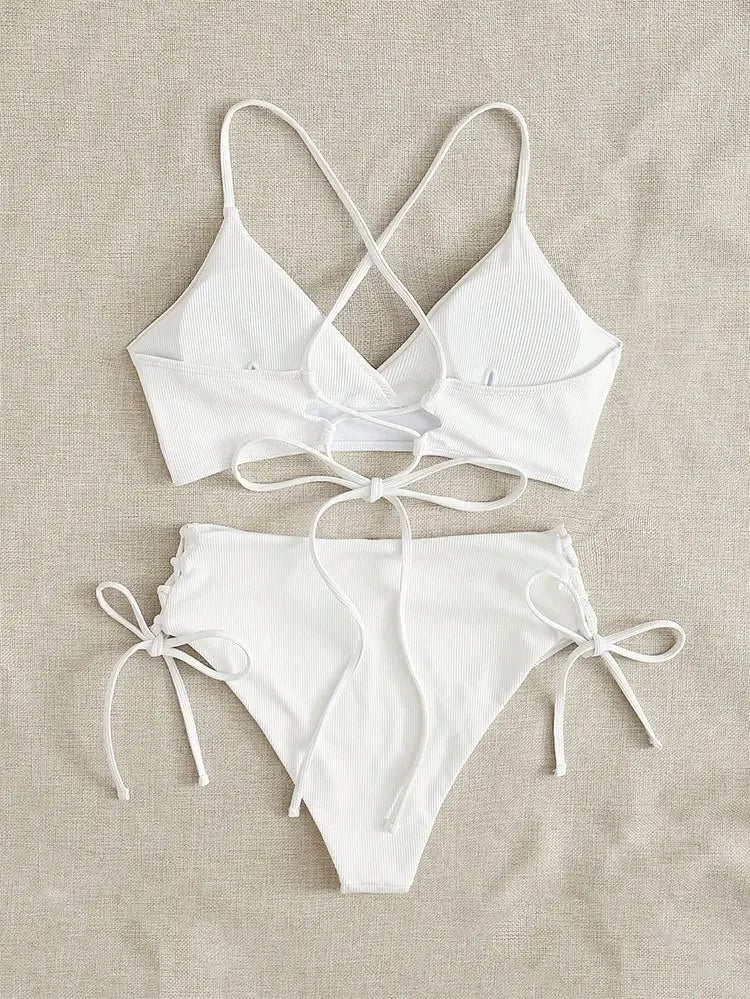 Sexy Bandage High Waist Brazilian Bikini Set – Women's Swimsuit