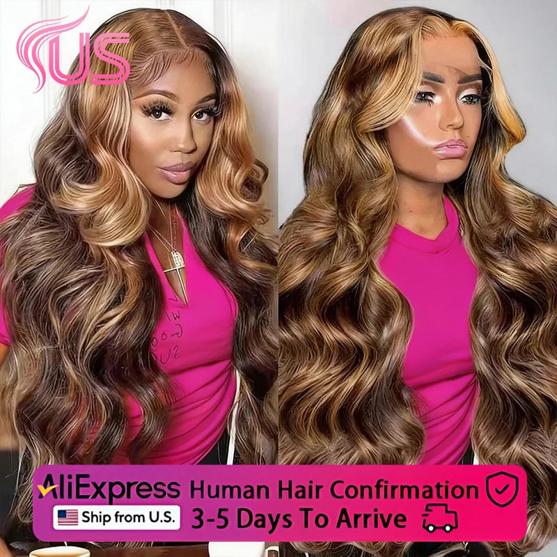 4/27 Blonde Pre Plucked Wigs 13x6 Hd Transparent Body Wave Lace Front Wig Colored Highlight Human Hair Wigs For Women Brazilian