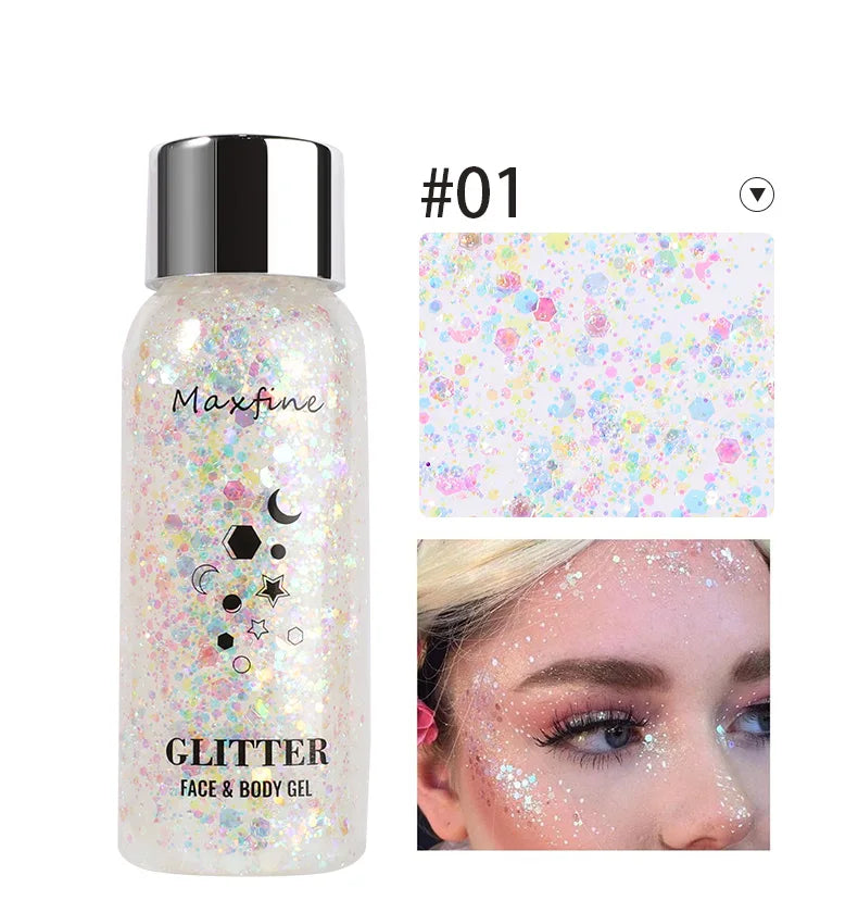 Body Glitter Gel Sequins Long Acting Face Eyes Hair Prom Party Mermaid Scales Not Easy To Take Off Makeup