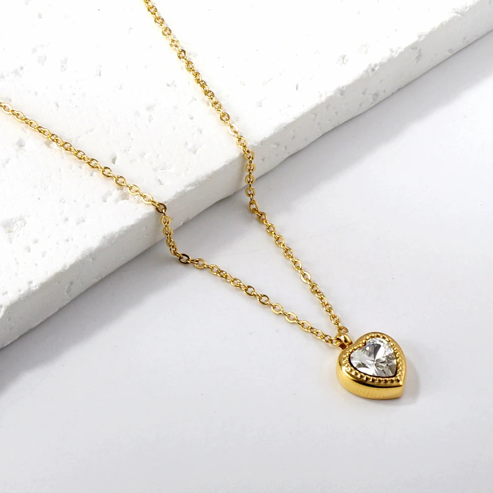 Luxury Heart Zirconia Jewelry Set – Elegant Necklace & Earrings for Women