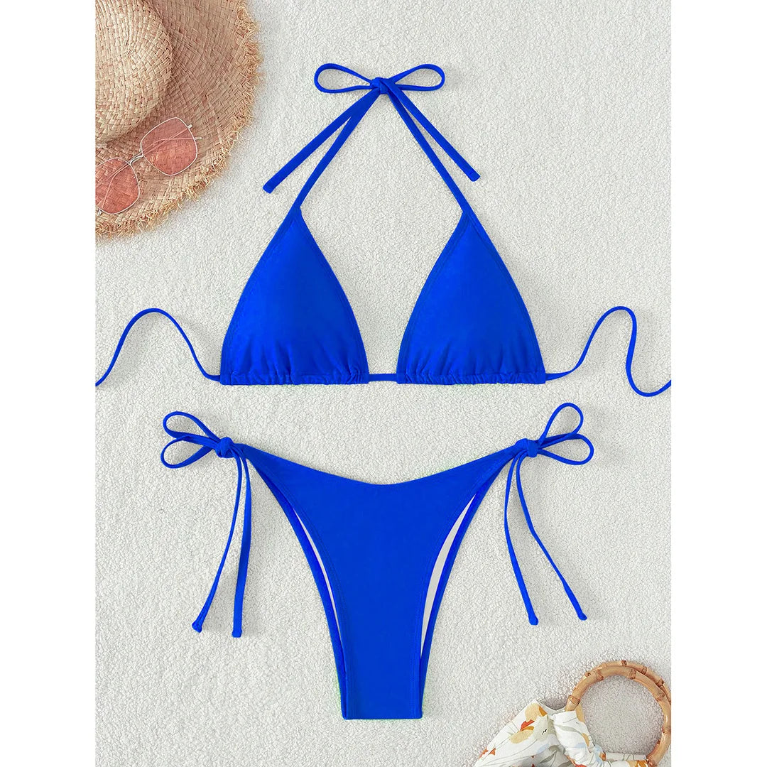 Brazilian Halter Bikini Set – Women's Padded Two-Piece Swimsuit (7 Colors)