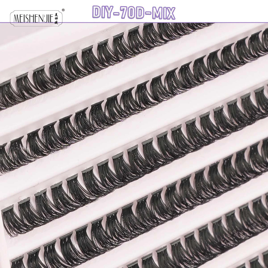 New 10Rows Individual Lashes Kit Natural Long DIY Cluster Eyelashes with Lash Bond and Seal Extension Kit Makeup Tools Faux Cils