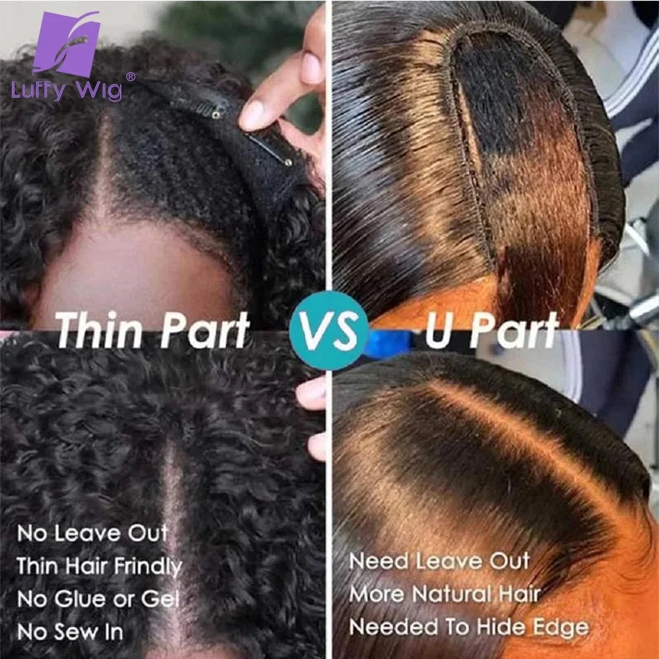 V Part Wig Human Hair Body Wave Brazilian Remy Hair VPart Wigs No Leave Out Glueless 180 Density U Part Wig For Black Women Luff