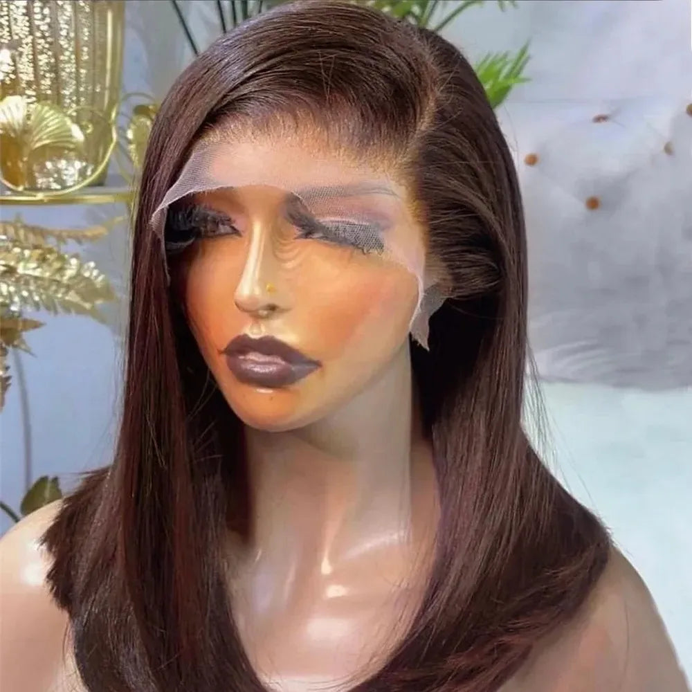 13x4 HD Short Ombre Blonde Wig Straight Bob Lace Front Wig Pre Plucked Synthetic Short Lace Frontal Wig Glueless Daily Cosplay