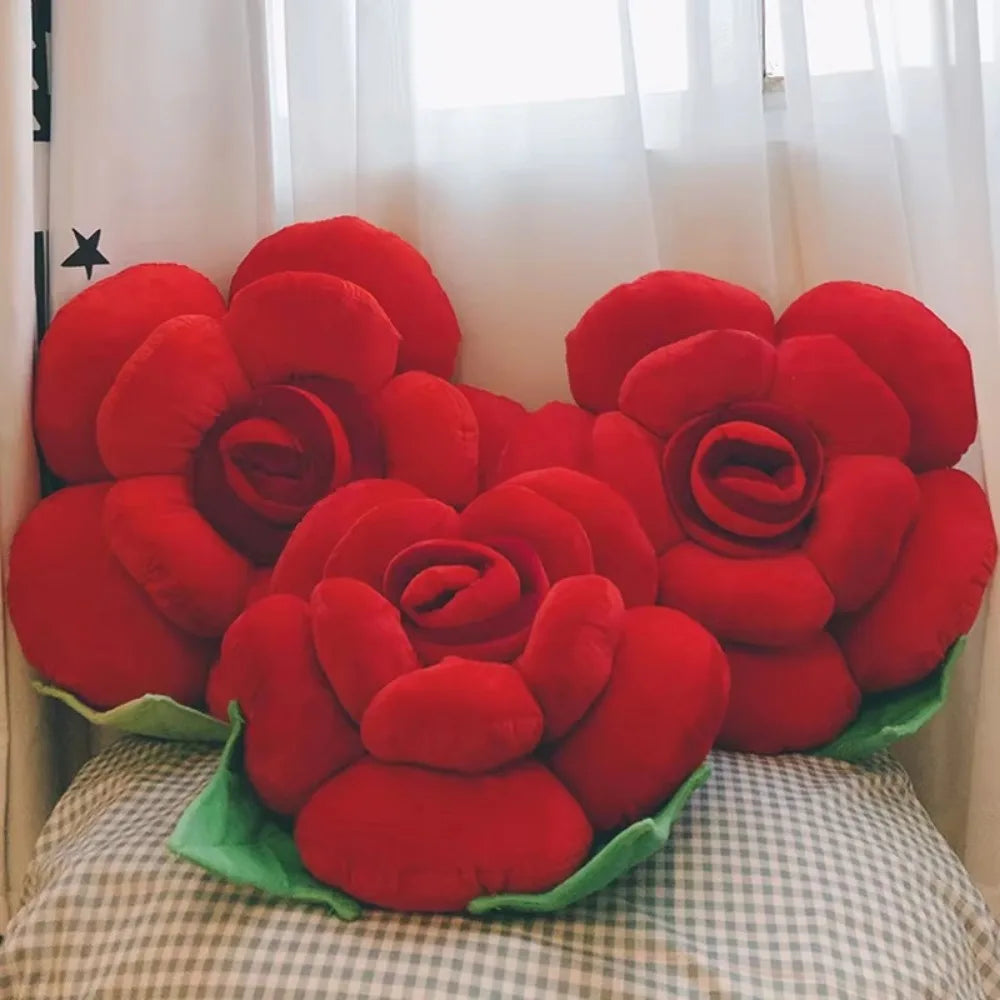 Rose Shaped Pillow | Plush Flower Cushion for Sofa, Car & Home Decor | 3 Sizes | Wedding Gift