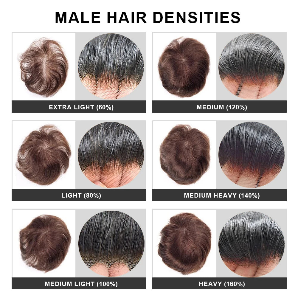 Wig Man Men's Capillary Prosthesis 100% Human Hair Wigs Men Toupee 0.03mm 90% 100% Density V Loop Human Hair Toupee For Men