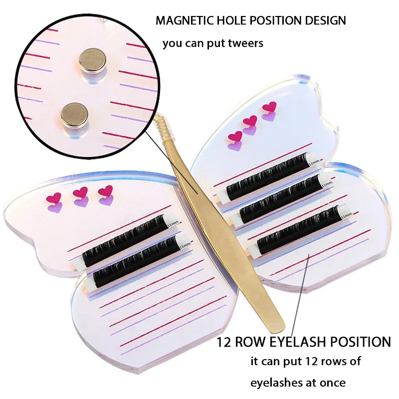 Acrylic Eyelash Extension Tool Grafted Eyelashes Holder Colorful Pallet With Magnetic Suction Scale Plate Lash Makeup Tools