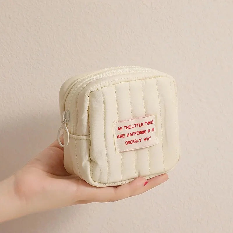Square Small Makeup Bag Student Small Earphones Zero Wallet Girl Portable Lipstick Storage Bags Korean
