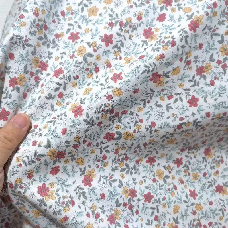 Floral Print Cotton Fabric | 235×50cm Small Pattern DIY Fabric for Shirts, Dresses, Bedding & Home Decor Crafts